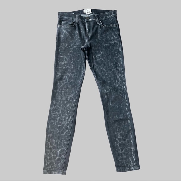 Current Elliott The Stiletto Highland Leopard in Black Ankle Jeans - Picture 3 of 13